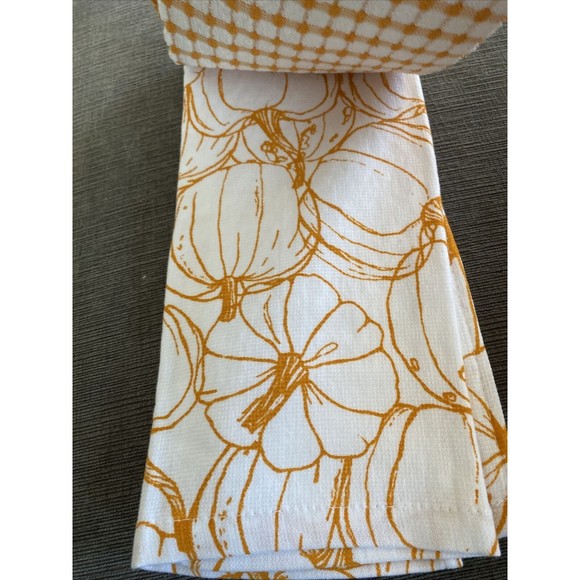LA CUISINE KITCHEN TOWELS (4) Fall WAFFLE PUMPKINS 18 X 28 Halloween 🎃 Orange - Picture 5 of 6